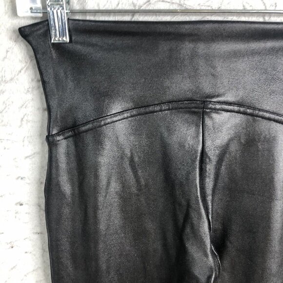 Spanx Leggings Womens Medium Black Shiny Stretch Fitted Pull On Versatile - Picture 15 of 16